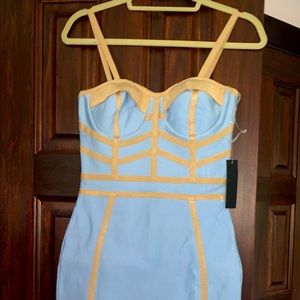 NEW blue & cream Venus bodcon dress US XS